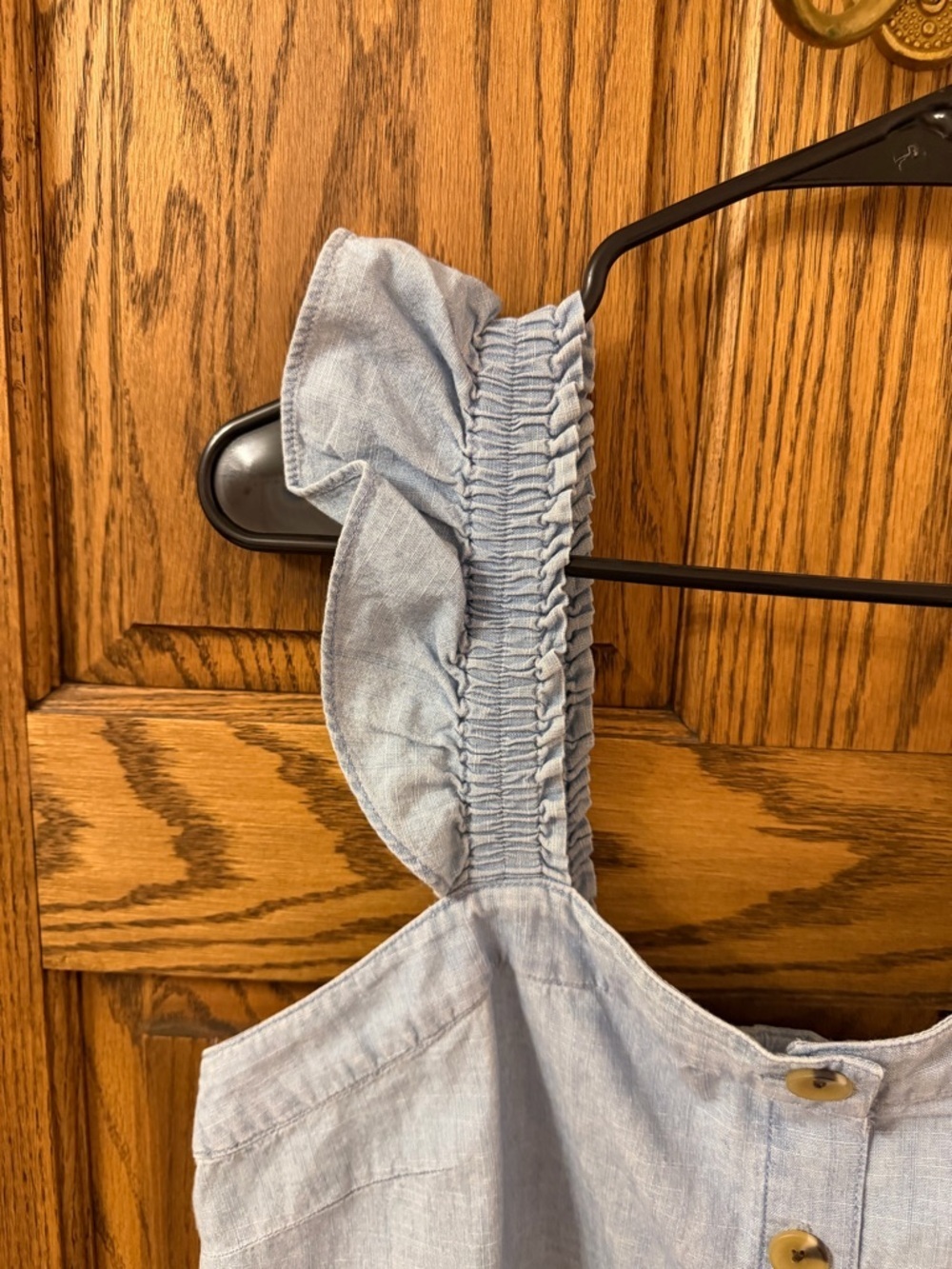 J. Crew Chambray Button-front Light Blue Tank Top With Ruffle Sleeves Small - Picture 4 of 9